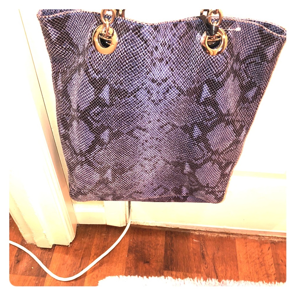 Snakeskin leather tote